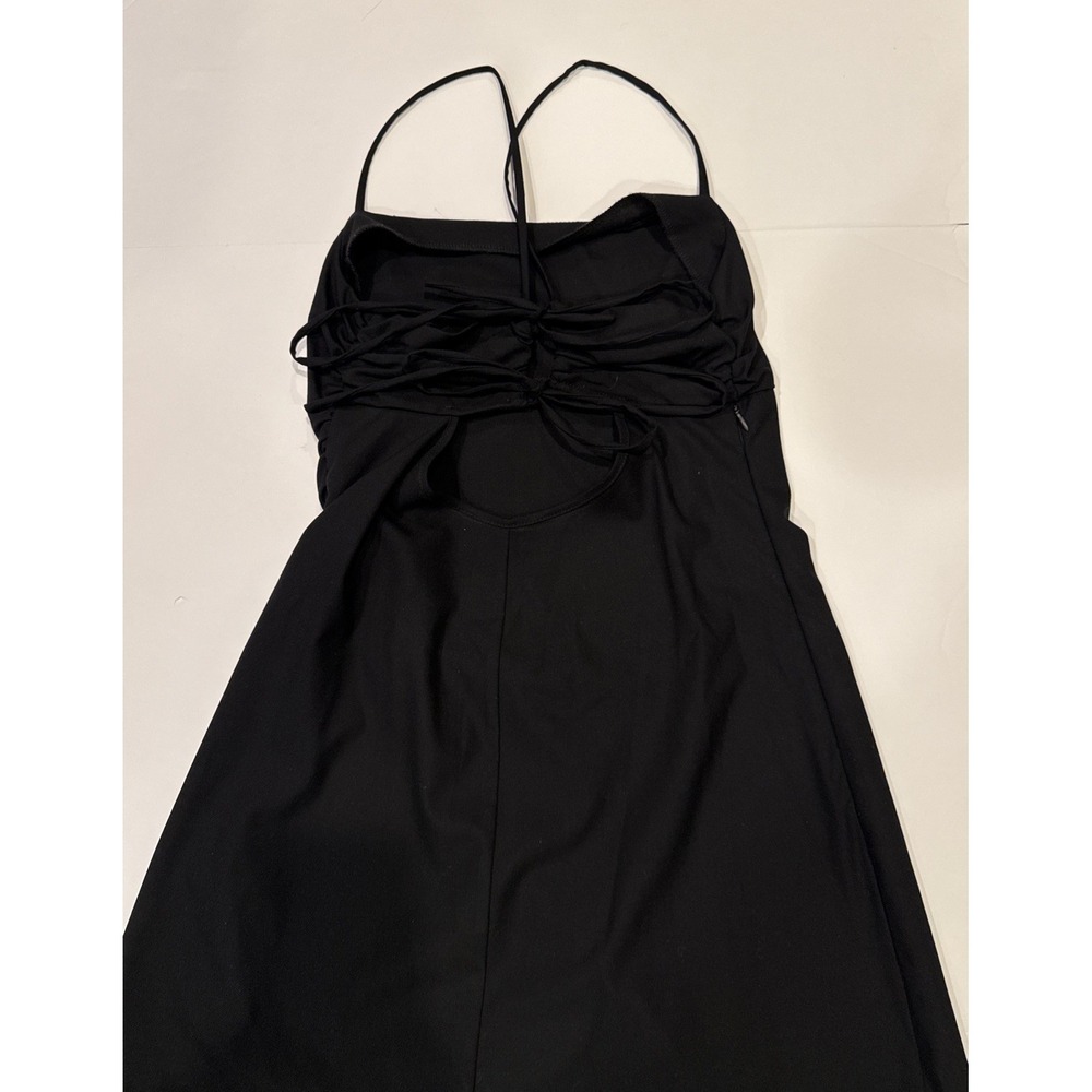 ZARA Mini Black Dress Spaghetti Straps, Small, RN#77302, Semi Open Back Side Zip - Picture 6 of 10